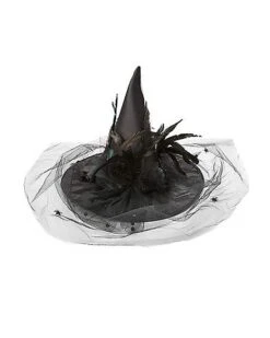 Feathered Black Witch Hat