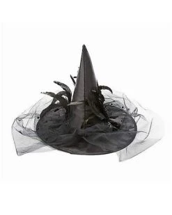 Feathered Black Witch Hat -Halloween Costumes 00161182 c