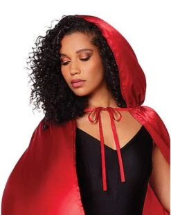 Red Satin Hooded Womens Cape -Halloween Costumes 01277581 c
