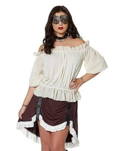 Ivory Off The Shoulder Shirt -Halloween Costumes 01315555 a