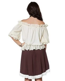 Ivory Off The Shoulder Shirt -Halloween Costumes 01315555 b