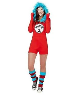 Adult Thing 1 And Thing 2 Romper Costume - Dr. Seuss -Halloween Costumes 01360049 d