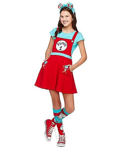 Tween Thing 1 And 2 Jumper Dress Costume - Dr. Seuss 1 Tween Thing 1 And 2 Jumper Dress Costume - Dr. Seuss