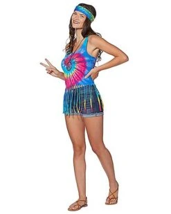 Tie Dye Fringe Tank Top -Halloween Costumes 01425651 c