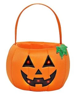 Light-Up Pumpkin Plush Treat Bucket