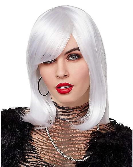 Side Bang White Pageboy Wig 1 Side Bang White Pageboy Wig