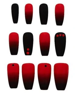 Red And Black Press On Nails
