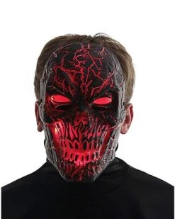 Light-Up LED Horror Scorched Skull Half Mask