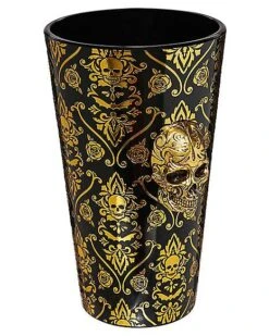 Gothic Noir Skull Glass Set 2 Pack - 16 Oz. -Halloween Costumes 01564442 e