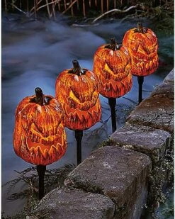 Light-Up LED Jack-O-Lantern Pathway Markers