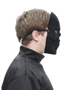 Black Velvet Skull Half Mask -Halloween Costumes 01577709 c
