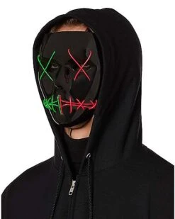 Light-Up El Wire Green And Pink Stitched Half Mask -Halloween Costumes 01581735 c