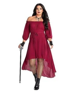 Adult Burgundy Peasant Dress -Halloween Costumes 01589266 c
