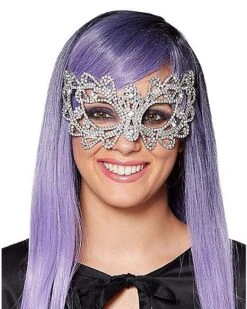 Ribbon Rhinestone Half Mask